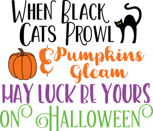 Black Cats And Pumpkins On Halloween Design For Print